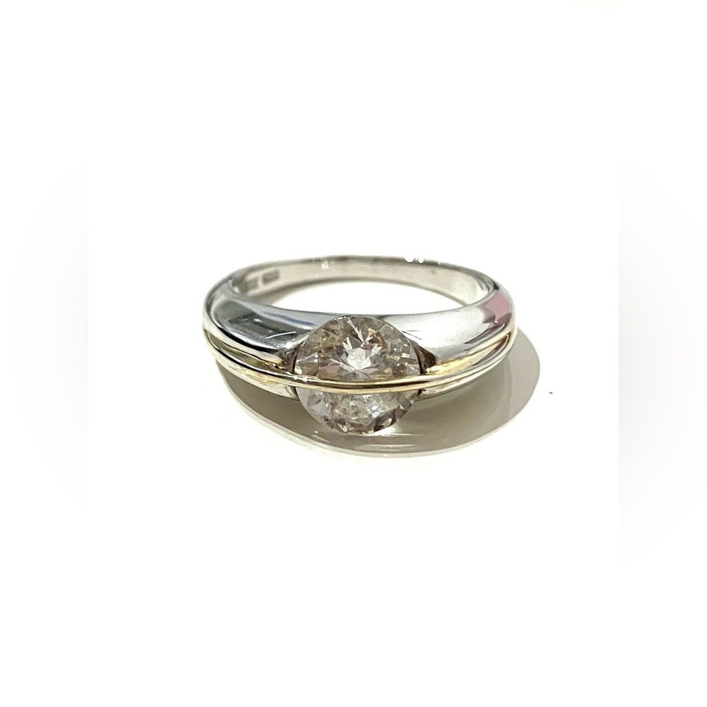 Sterling Silver 925 CZ Tension Set Ring